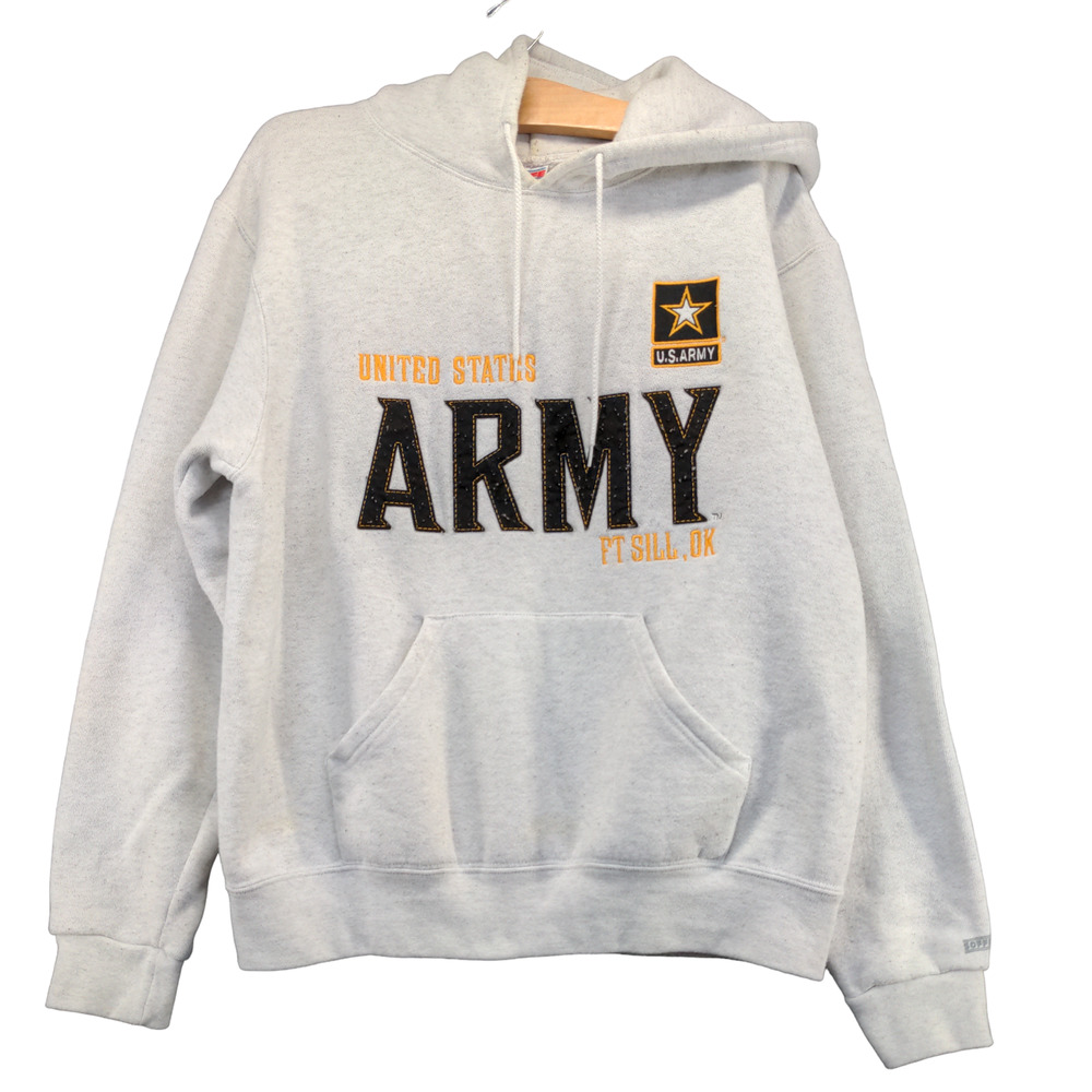 Soffe Mens US Army Pullover Hoodie Embroidered Logo Gray Size M Fort Sill OK